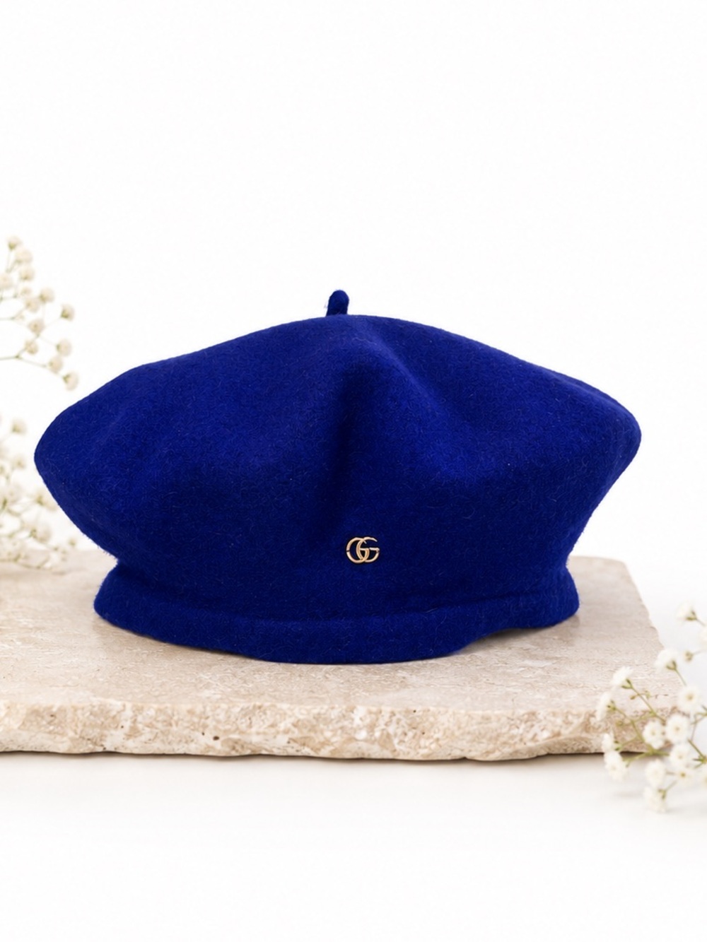 Gucci GG Royal Blue Wool Beret Size 58cm M
